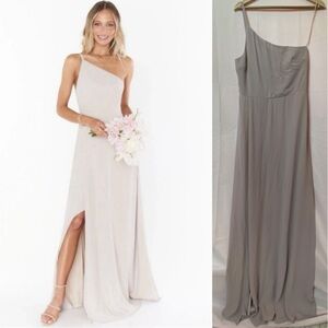 Show Me Your Mumu Shannon One Shoulder Dress Size M Maxi Wedding Neutral Chic